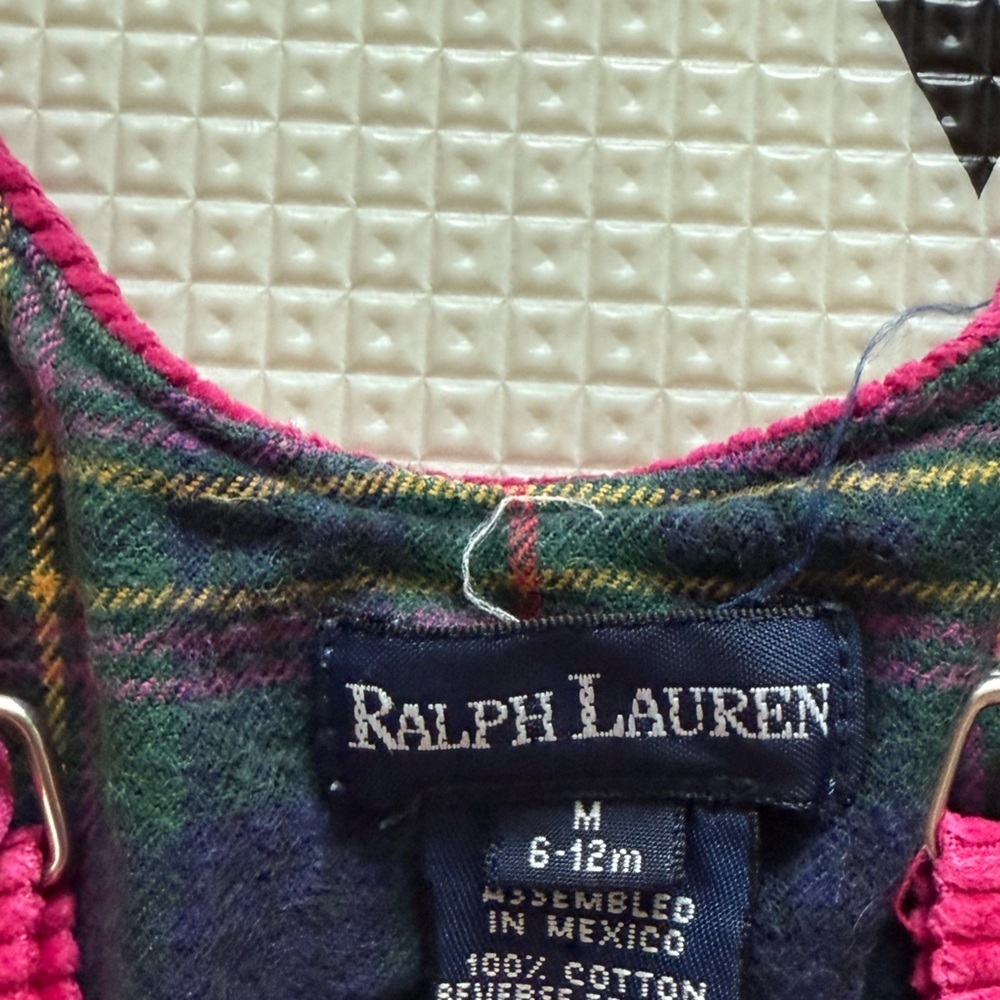 Vintage Ralph Lauren|Baby girl corduroy overalls in vibrant pink w preppy dog••• - Picture 11 of 11